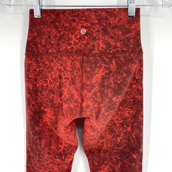 Lululemon Wunder Train High Rise Tight 23" Denim Wash Print Autumn Red Black 4 - Picture 4 of 10